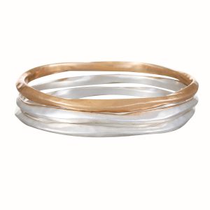 Bella Uno Two-Tone 3 Piece Bangle Set
