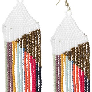 Ink + Alloy Elise Angle Stripes Beaded Rainbow Earrings