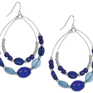 Bay Studio 2.75 in Drop Silver Blue Dangle Earrings