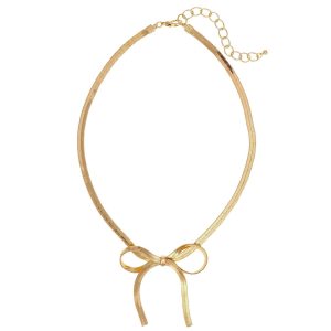 Dauplaise Jewelry Herring Bone & Front Bow Necklace