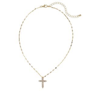 Dauplaise Jewelry Gold Cross Pendant Chain Necklace