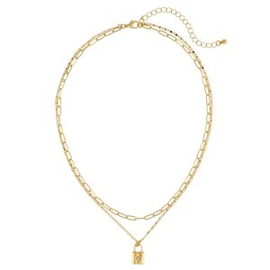 Dauplaise Jewelry Dual Chain & Lock Necklace