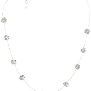 You're Invited Silver Tone Pave Ball Collar Necklace