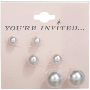 You're Invited Faux Pearl 3-pc. Earring Set