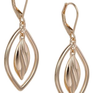 Napier 1.75 in Drop Lever Back Gold Tone Dangle Earrings