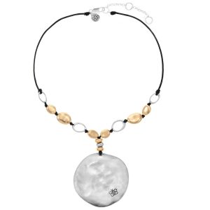 Bella Uno Round Disc Two-Tone Necklace and Pendant