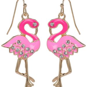 Fun & Sun Pave Flamingo Dangle Earrings