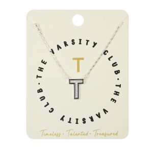 City By City Varsity Letter T Initial Necklace