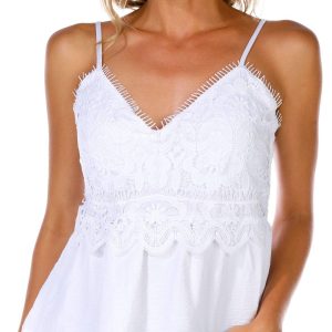 Derek Heart Crochet Peplum Tank Top