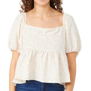 Discreet Juniors Tie Back Peplum Top