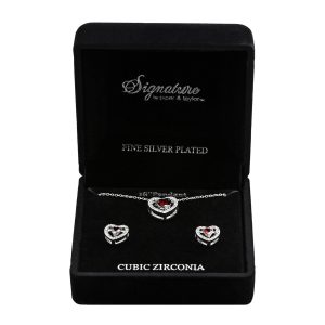 Signature Red Halo Heart Necklace & Earrings Set