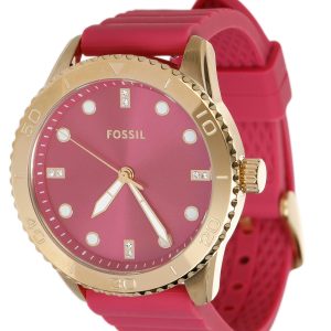 Fossil Womens Pink Silicone Gold Watch