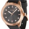 Fossil Womens Grey Silicone Rose Gold Strap Watch