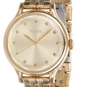Fossil Womens Round Dial Gold Watch