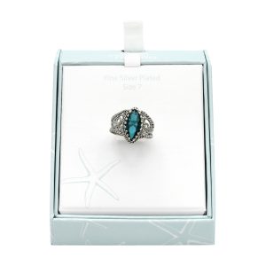 Ocean Treasures Boxed Crystal Double Oval Filigree Ring