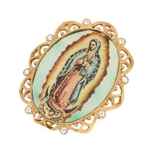 Our Lady Of Guadalupe Oval Crystal Pin