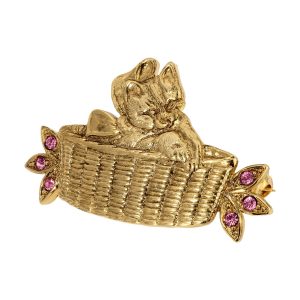 1928 Jewelry Cat in Basket Brooch