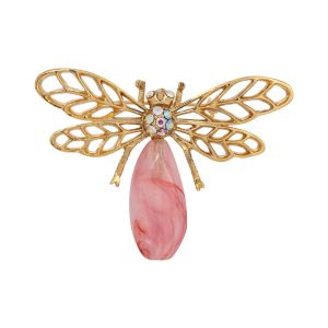 1928 Jewelry Gold Tone Purple Dragonfly Pin