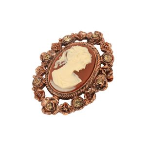 1928 Jewelry Oval Cameo Crystal Brooch