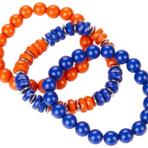 3 Pk UF Gator Beaded Stretch Bracelets by Dauplaise Jewelry