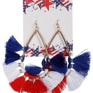 Dangling Patriotic Fanned Earrings