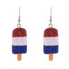 Americana Sparkly Popsicle Silver Tone Dangle Earrings