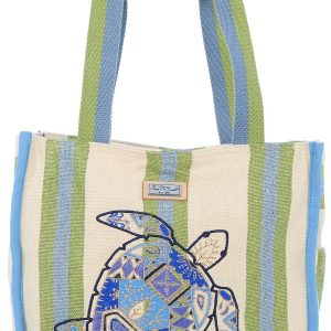 Sun N' Sand Sea Turtle Canvas Beach Tote Bag