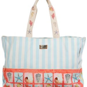 Guy Harvey Seashell and Stripes Beach Tote Shoulder Bag