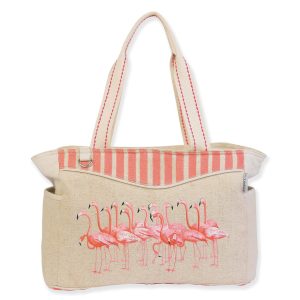 Sun N' Sand Flamingo & Stripes Tote Beach Bag