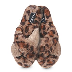 Cheetah Crossover Open Toe Plush Slippers