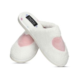 Womens Multi Hearts Terry Slide Slippers