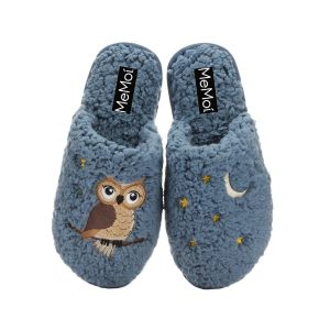 Me Moi Womens Night Owl Hard Bottom Plush Slippers