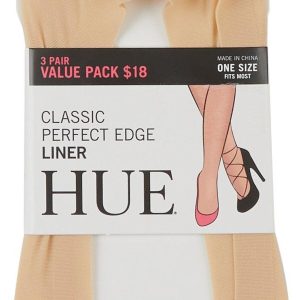 Hue Womens 3 Pk Perfect Edge Liner Socks