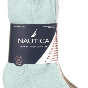 Nautica Womens 6-Pr. High Quarter Socks