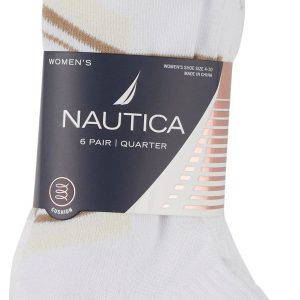 Nautica Womens 6 Pk Athletic Quarter Socks