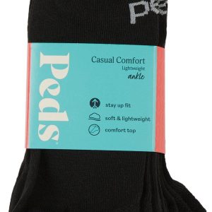 Peds Womens 6 Pk Flat Knit Quarter Ankle Socks