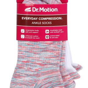 Dr Motion Womens Compression Pink Ankle Tab Socks