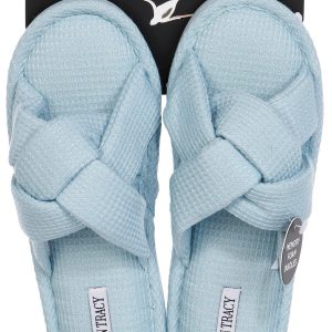 Ellen Tracy Womens Waffle Shimmer Slippers