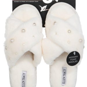 Ellen Tracy Womens Pearl Slippers