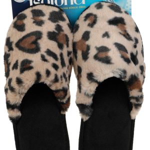 Isotoner Womens Leopard Print Faux Fur Laurel Clogs
