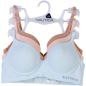 Nautica Womens 3 Pk Light Lift Micro Ribbed Bra