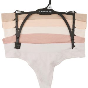 Tahari Womens 5 Pk Seamless Ribbed Thongs