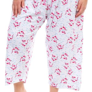 Hue Plus Flamingo Print Drawstring Sleep Capris