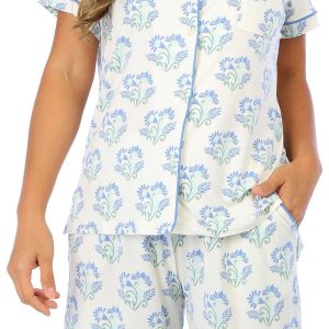 Coral Bay Womens 2 Pc Floral Pajama Shorts Set