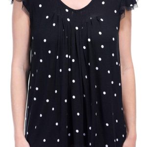 Ellen Tracy Womens Short Sleeve Polka Dot Pajama Shirt