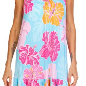 Ellen Tracy Womens Sleeveless Print Chemise Nightgown