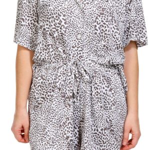Anne Klein Womens 2 Pc Cheetah Print Pajama Shorts Set