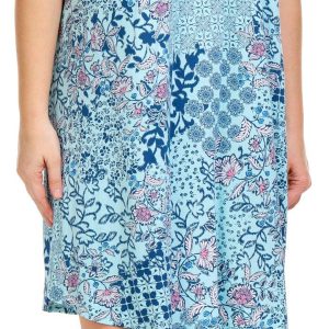 Ellen Tracy Womens Floral Short Sleeve Chemise