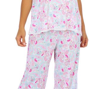 Ellen Tracy Womens 2 Pc Paisley Sleepwear Capris Set