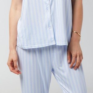 Laura Ashley Womens 2 Pc Notch Collar Pants Sleepwear Set